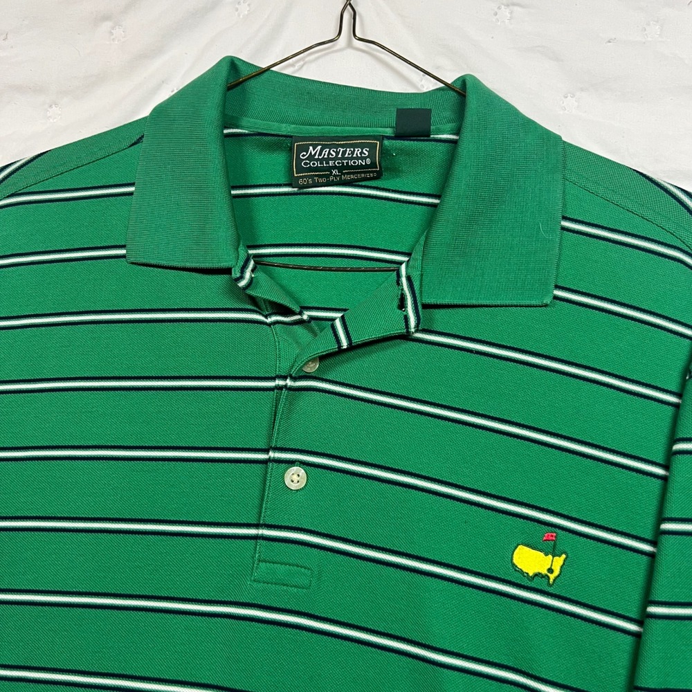 Masters Collection Green Striped Mercerized Cotton Golf Polo Shirt Mens XL